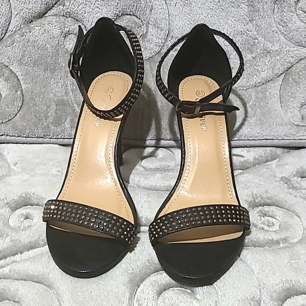 Black Rhinestone Heels